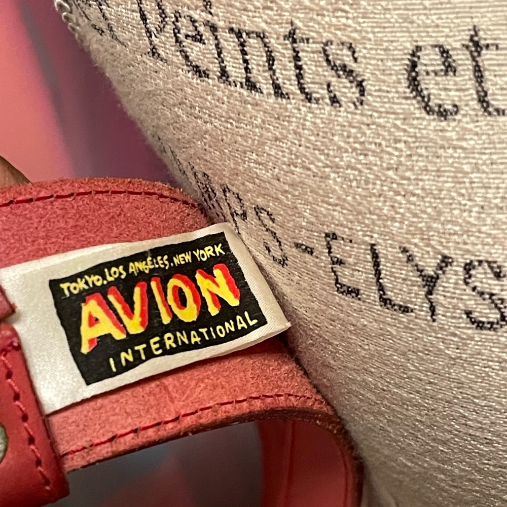 Mental 1980s Coral Red 3-Strand AVION Genuine Leather Belt